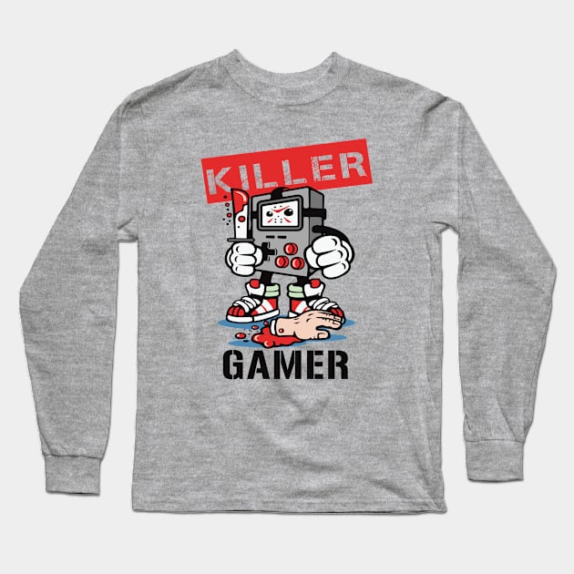 Killer Gamer Game Player Fun Gift Long Sleeve T-Shirt by Alema Art